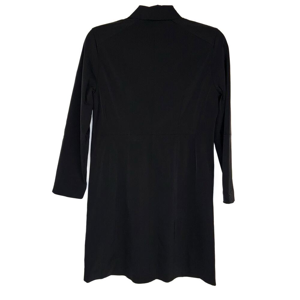 VTG Classiques Entier Black‎ Stretch 90s Long Jacket Blazer Women's Petite 10 - Picture 2 of 10